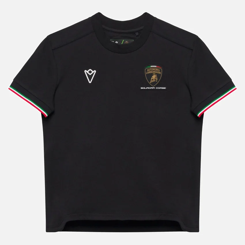 Automobili Lamborghini Squadra Corse Kid’s Black Tricolor Sports T-Shirt Automobili Lamborghini Squadra Corse Kid’s Black Tricolor Sports T-Shirt