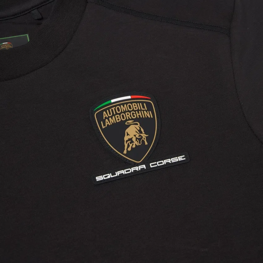 Automobili Lamborghini Squadra Corse Kid’s Black Tricolor Sports T-Shirt Automobili Lamborghini Squadra Corse Kid’s Black Tricolor Sports T-Shirt