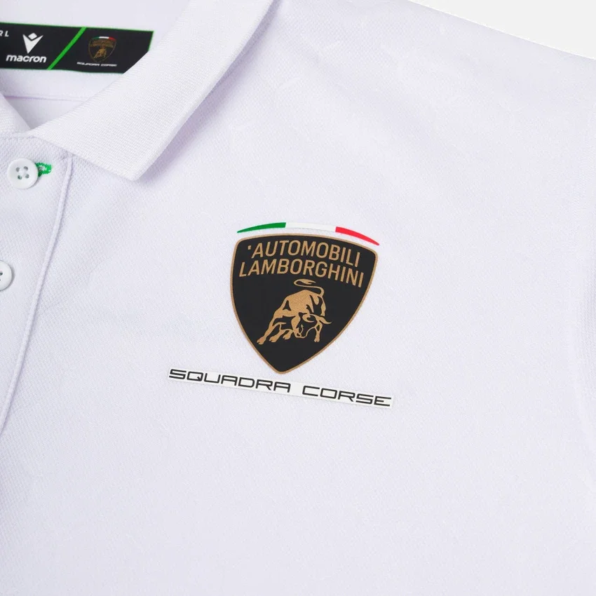 Automobili Lamborghini Squadra Corse Kid’s White Polo Shirt Automobili Lamborghini Squadra Corse Kid’s White Polo Shirt