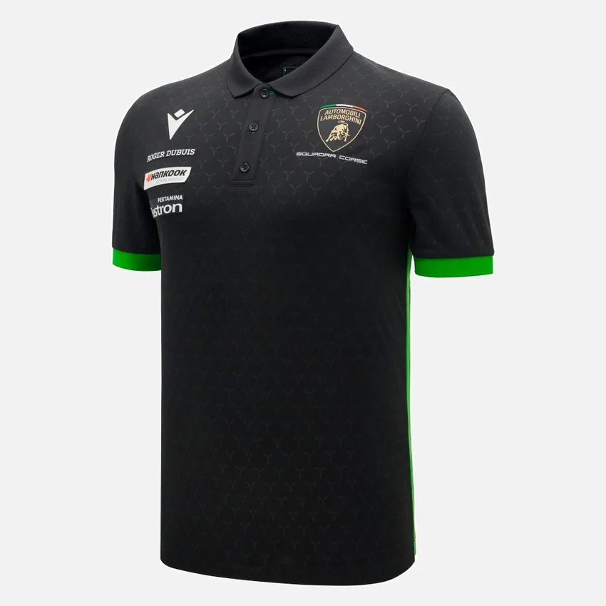 Automobili Lamborghini Squadra Corse Men’s Black Polo Shirt Automobili Lamborghini Squadra Corse Men’s Black Polo Shirt