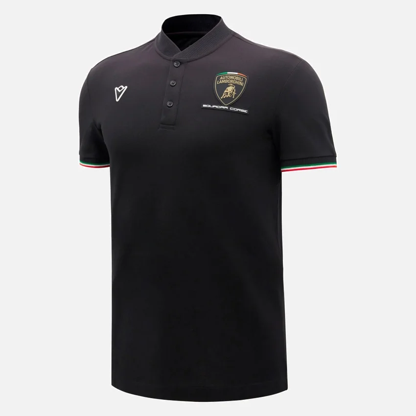 Automobili Lamborghini Squadra Corse Men’s Black Polo Shirt Automobili Lamborghini Squadra Corse Men’s Black Polo Shirt