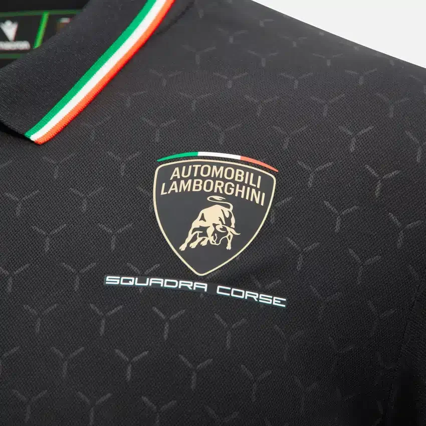 Automobili Lamborghini Squadra Corse Men’s Black Polo Shirt Automobili Lamborghini Squadra Corse Men’s Black Polo Shirt