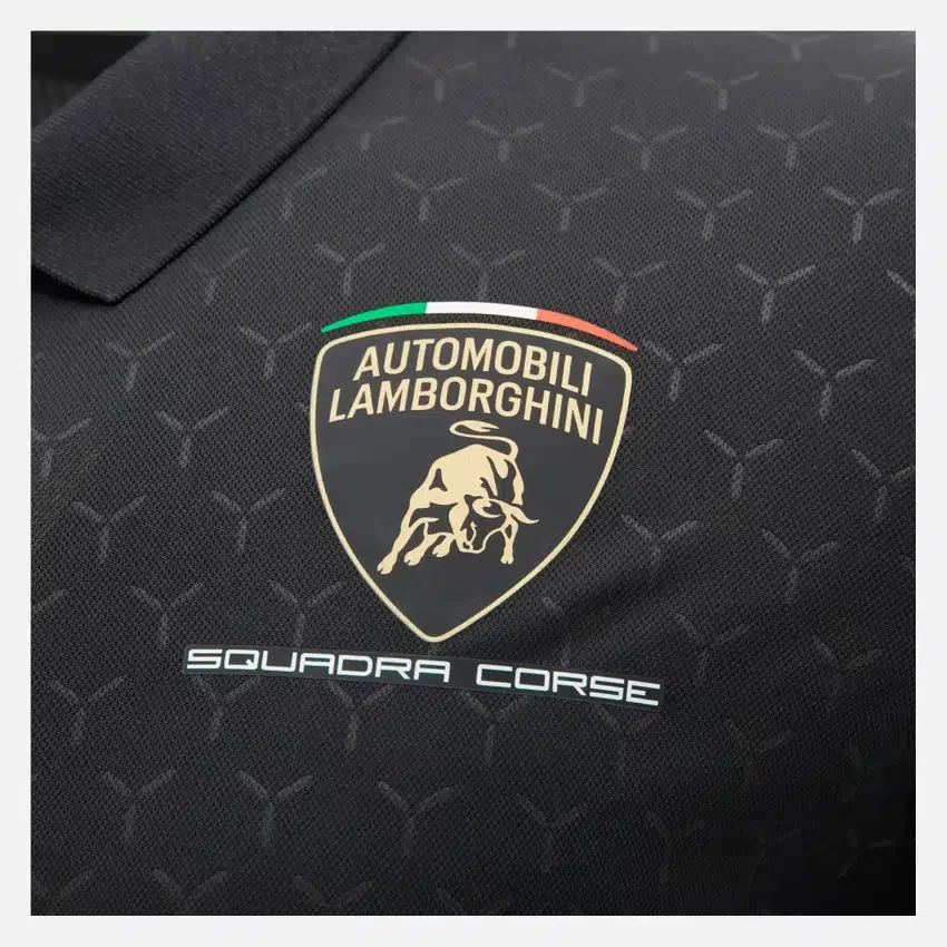 Automobili Lamborghini Squadra Corse Men’s Black Polo Shirt Automobili Lamborghini Squadra Corse Men’s Black Polo Shirt