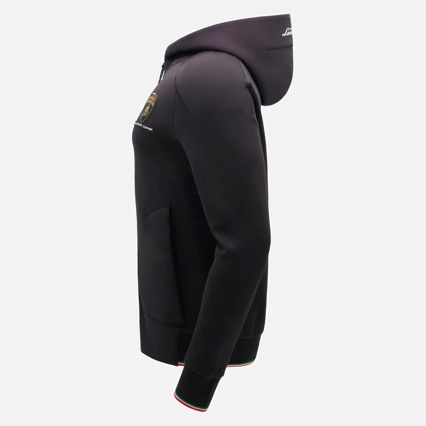 Automobili Lamborghini Squadra Corse Men’s Black Tricolor Full-Zip Sweatshirt Automobili Lamborghini Squadra Corse Men’s Black Tricolor Full-Zip Sweatshirt