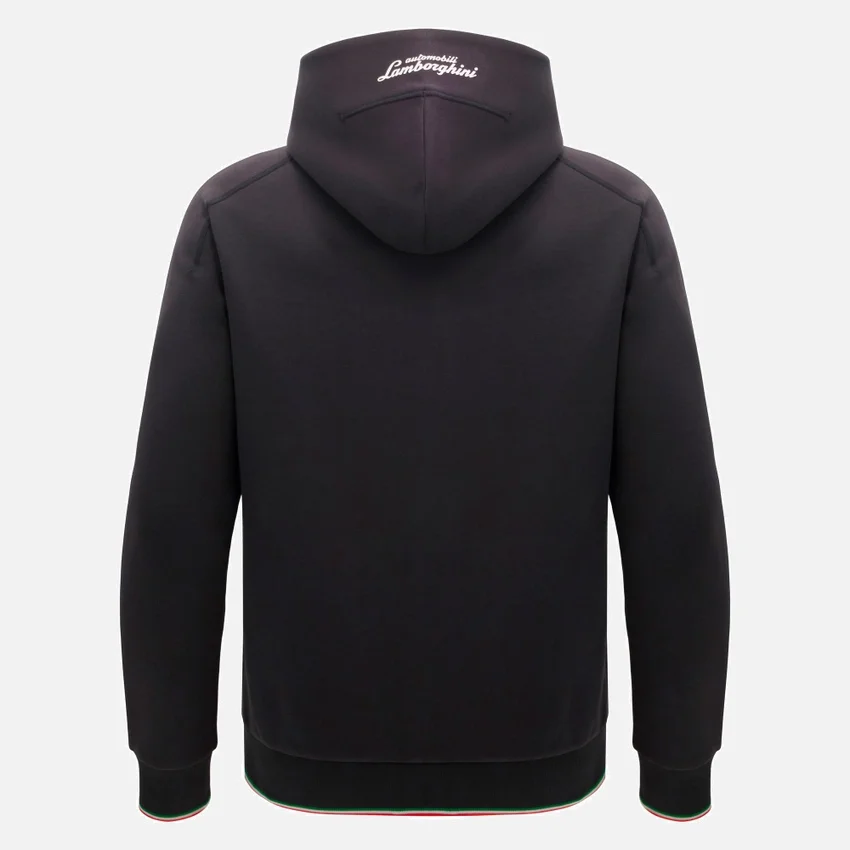 Automobili Lamborghini Squadra Corse Men’s Black Tricolor Full-Zip Sweatshirt Automobili Lamborghini Squadra Corse Men’s Black Tricolor Full-Zip Sweatshirt