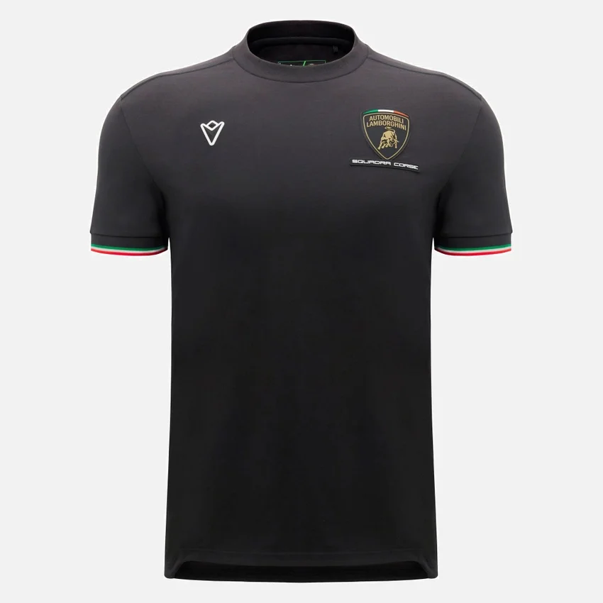 Automobili Lamborghini Squadra Corse Men’s Black Tricolor Sports T-Shirt Automobili Lamborghini Squadra Corse Men’s Black Tricolor Sports T-Shirt