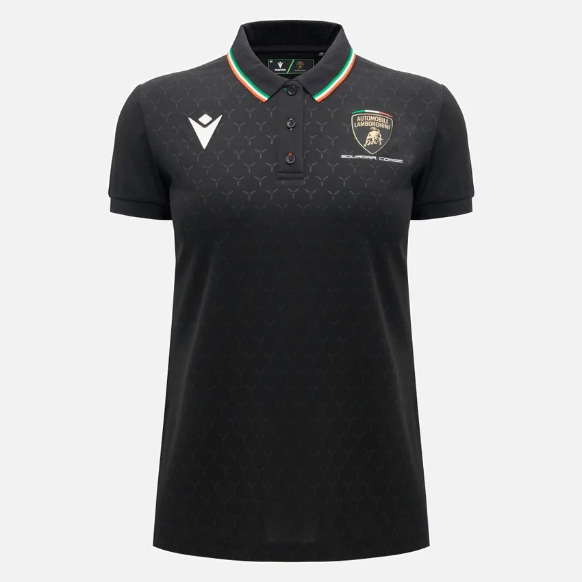 Automobili Lamborghini Squadra Corse Women’s Black Polo Shirt Automobili Lamborghini Squadra Corse Women’s Black Polo Shirt