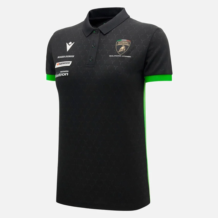 Automobili Lamborghini Squadra Corse Women’s Black Polo Shirt Automobili Lamborghini Squadra Corse Women’s Black Polo Shirt