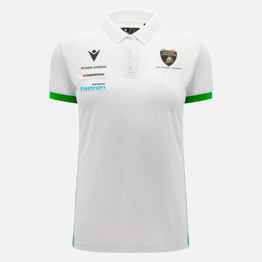 Automobili Lamborghini Squadra Corse Women’s White Polo Shirt Automobili Lamborghini Squadra Corse Women’s White Polo Shirt