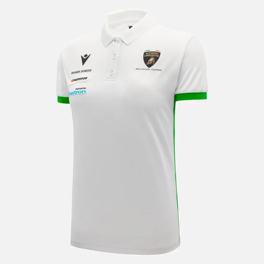 Automobili Lamborghini Squadra Corse Women’s White Polo Shirt Automobili Lamborghini Squadra Corse Women’s White Polo Shirt