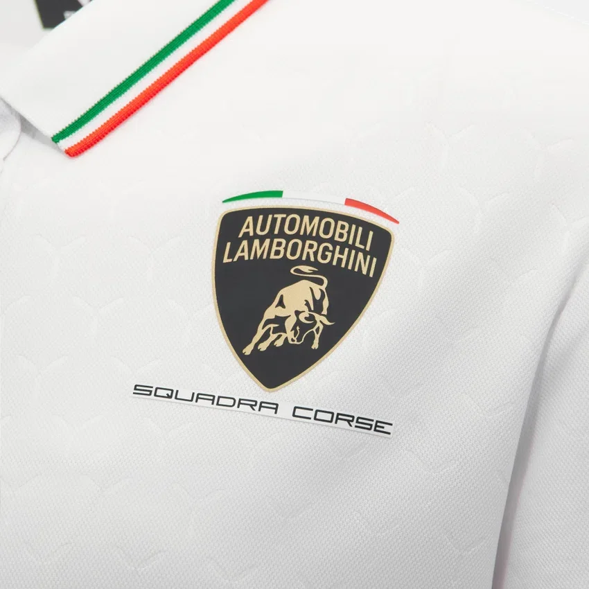 Automobili Lamborghini Squadra Corse Women’s White Polo Shirt Automobili Lamborghini Squadra Corse Women’s White Polo Shirt